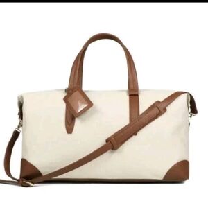 Henny And Lev Canvas Weekender Bag Beige And Brown